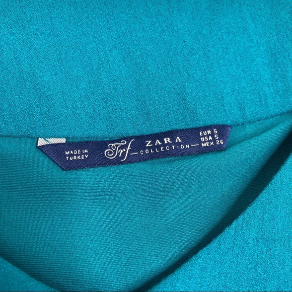 Zara Collection Teal Tunic Mini Shift Dress Size Small - Picture 5 of 12